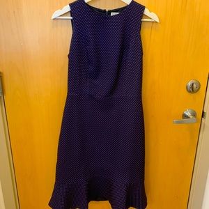 J-Crew Factory Work Flounce Dress- Size 0 - Violet/Blue and White Polka Dot